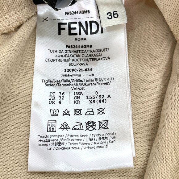 Fendi Beige Drawstring Straight-Leg Trousers W/ Logo Trim Size 36 - Picture 7 of 7
